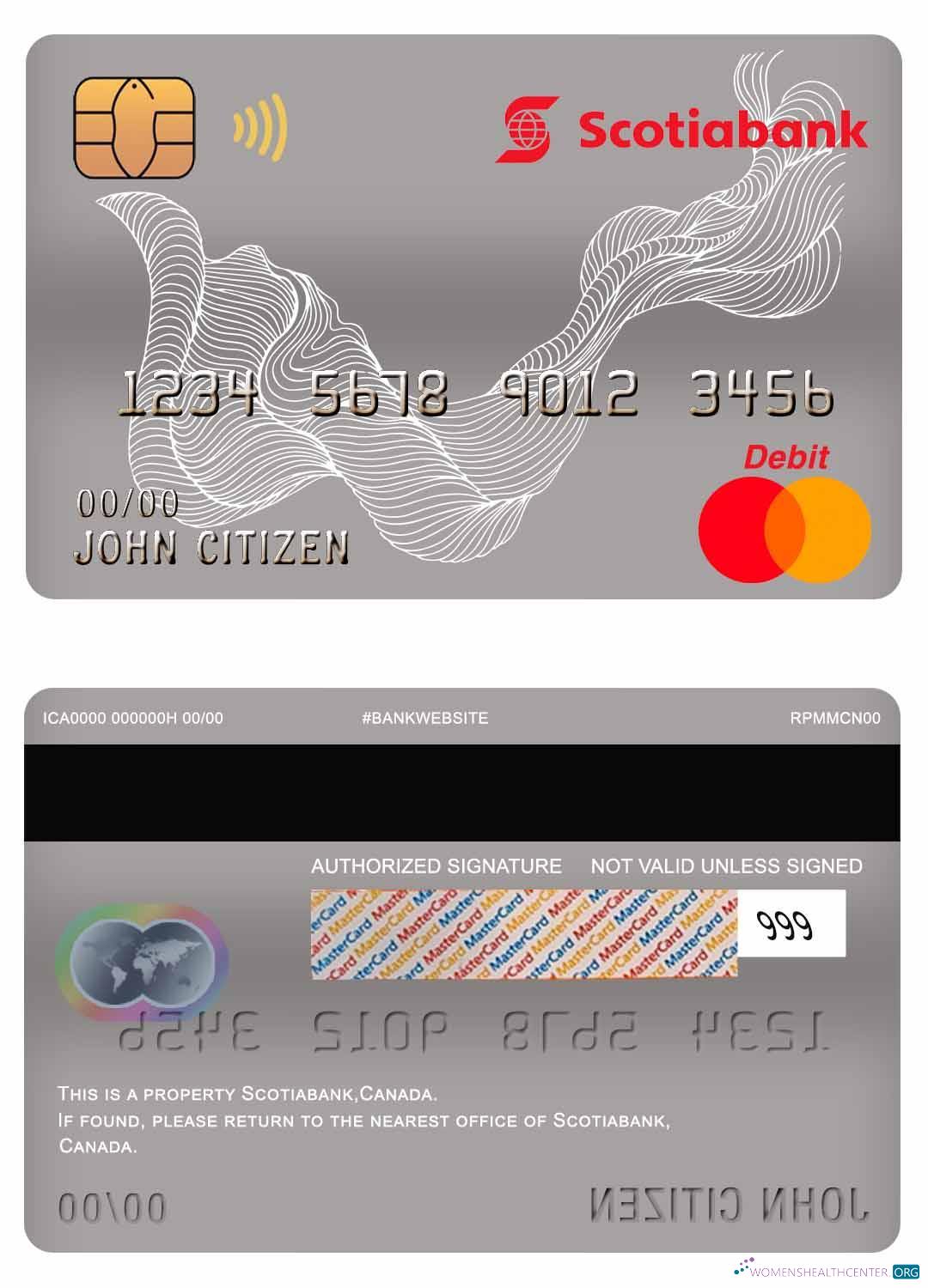 Download Canada Scotiabank mastercard debit card Photoshop template
